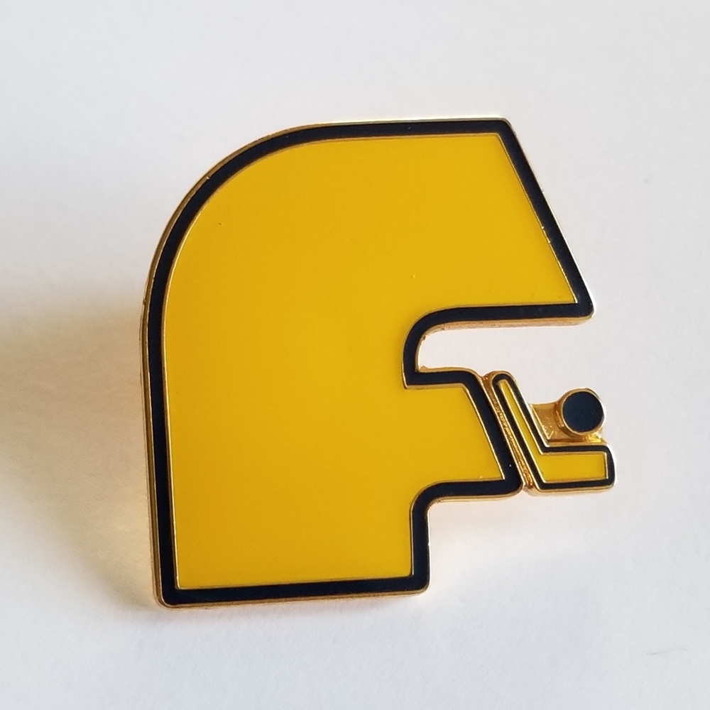 Falmouth Maine Hockey pin enamel lapel brooch yellow black gold tone sports